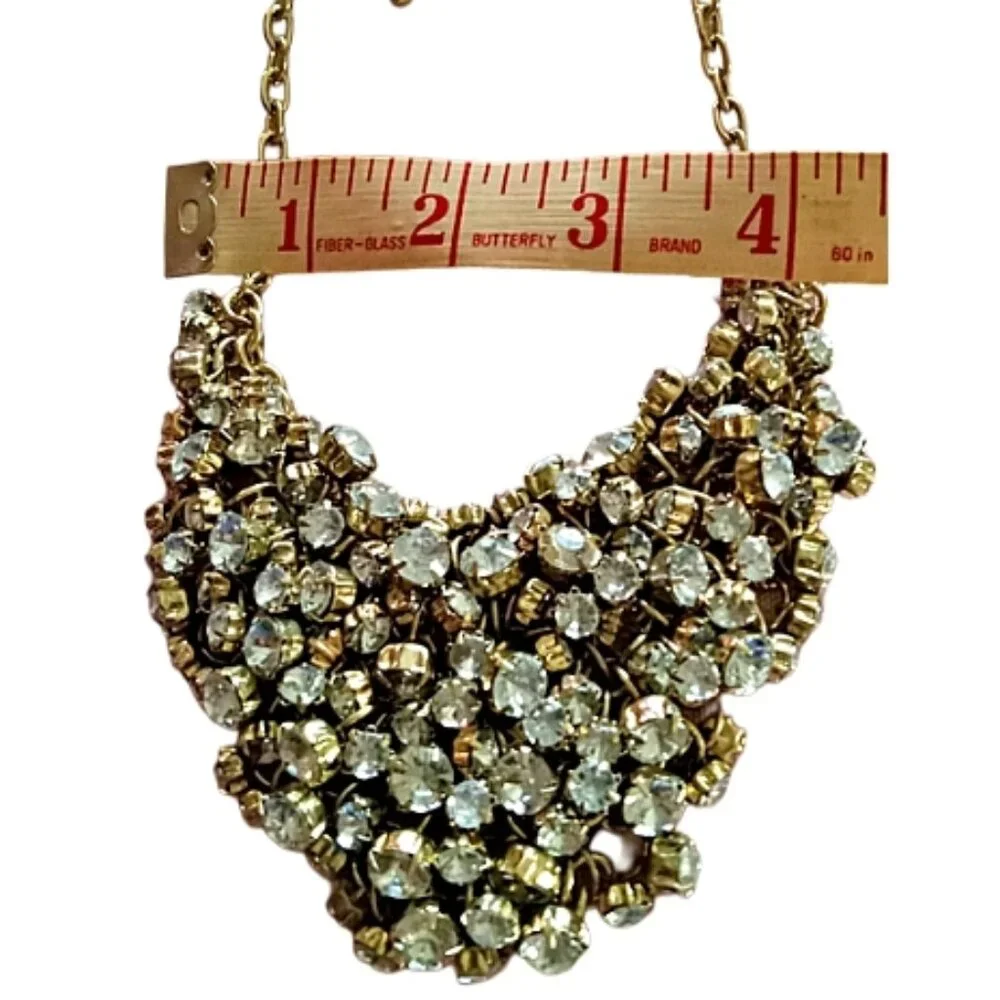 Chunky Statement Bib Necklace Crystals EUC